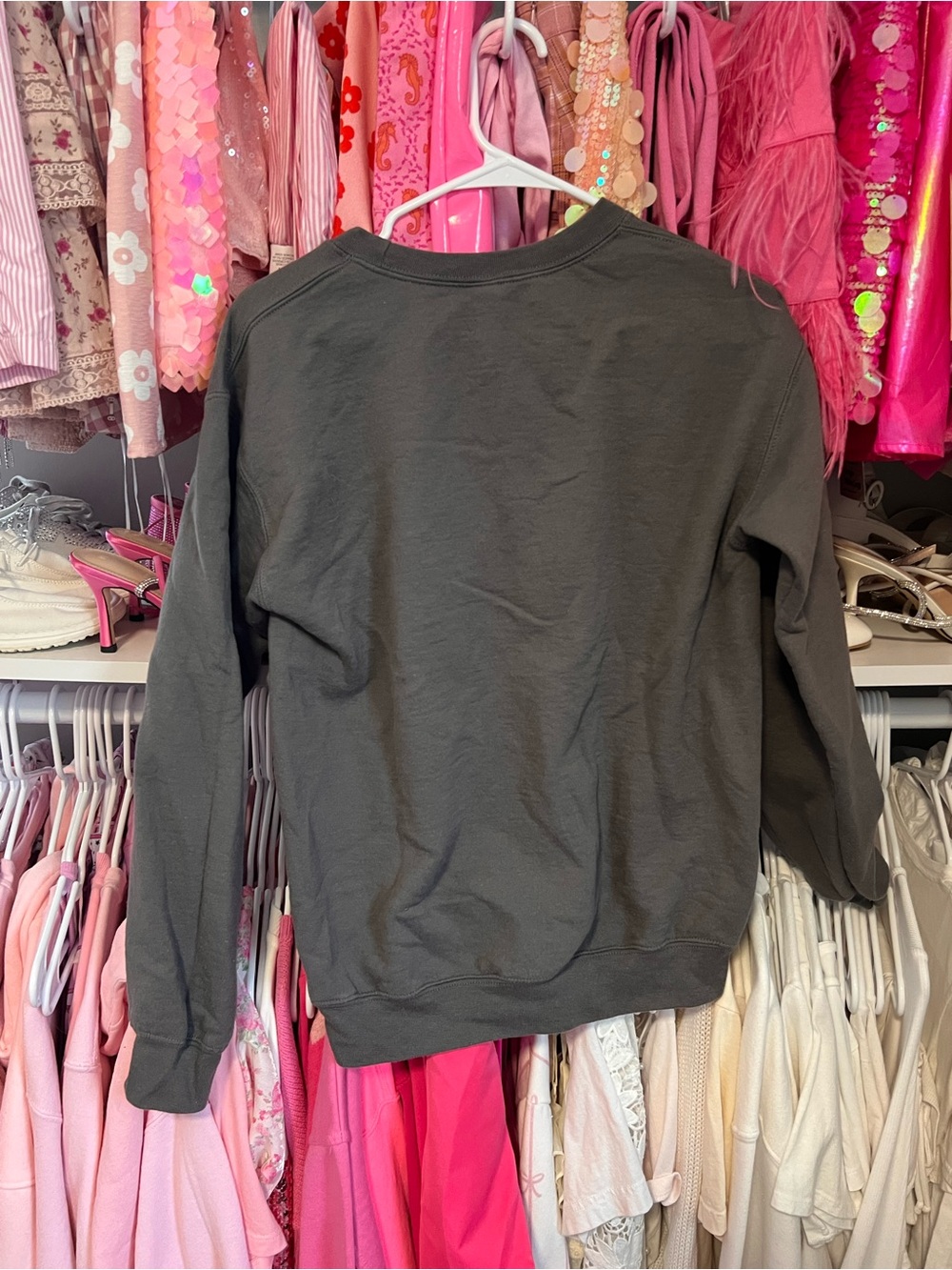 Women’s Black Pullover Sweatshirt with Orange Pumpkin & Bow Graphic - Picture 3 of 4